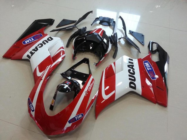 Injeção Kit Carenagem Moto Ducati 848 1098 1198 07-14 - Vermelho Branco Injeção Kit Carenagem Moto Ducati 848 1098 1198 07-14 - Vermelho Branco