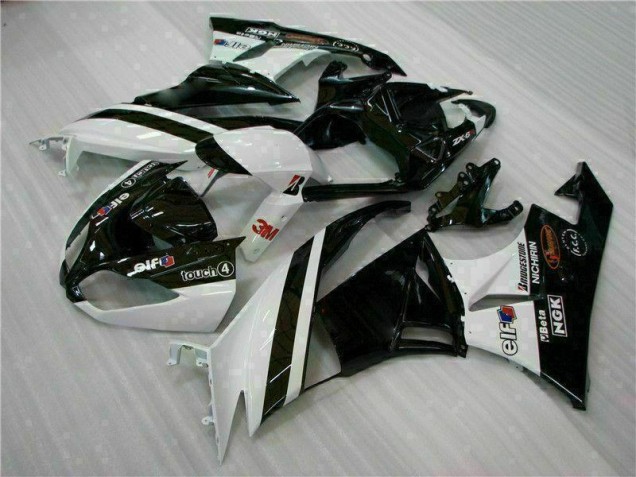 Injeção Kits Carenagem Moto ZX6R 09-12 - Preto Branco 3M Touch4 Injeção Kits Carenagem Moto ZX6R 09-12 - Preto Branco 3M Touch4