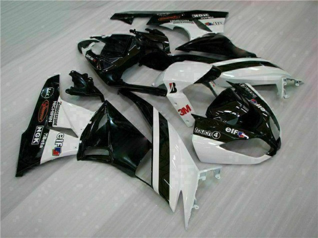 Injeção Kits Carenagem Moto ZX6R 09-12 - Preto Branco 3M Touch4 Injeção Kits Carenagem Moto ZX6R 09-12 - Preto Branco 3M Touch4