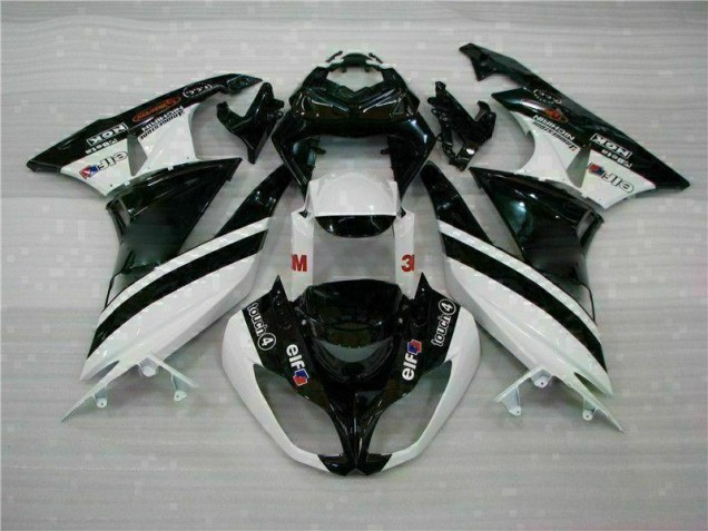 Injeção Kits Carenagem Moto ZX6R 09-12 - Preto Branco 3M Touch4 Injeção Kits Carenagem Moto ZX6R 09-12 - Preto Branco 3M Touch4