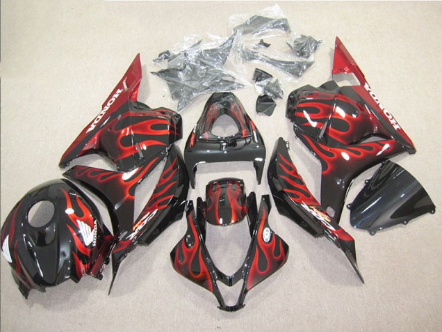 Kit Carenagem Moto CBR 600RR 09-12 - Preto Vermelho Chama Kit Carenagem Moto CBR 600RR 09-12 - Preto Vermelho Chama