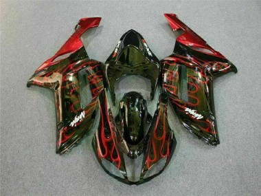 Kit Carenagem Moto ZX6R 07-08 - Preto Vermelho Chama