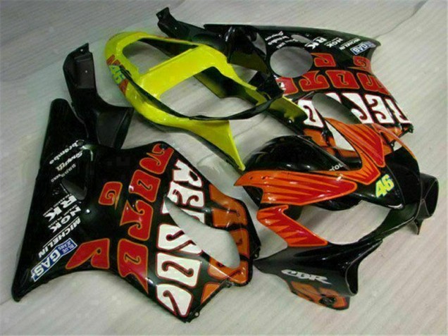 Kit Completo Carenagem Moto CBR 600 F4i 01-03 - Laranja Preto Kit Completo Carenagem Moto CBR 600 F4i 01-03 - Laranja Preto
