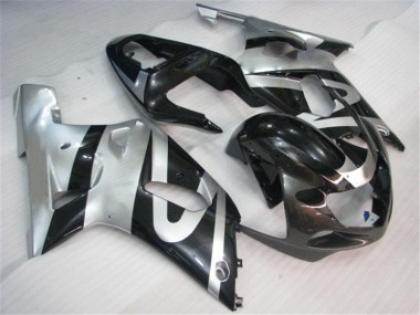 Kit Completo Carenagem Moto GSXR 600 / 750 K1 K2 K3 01-03 - Prata Preto