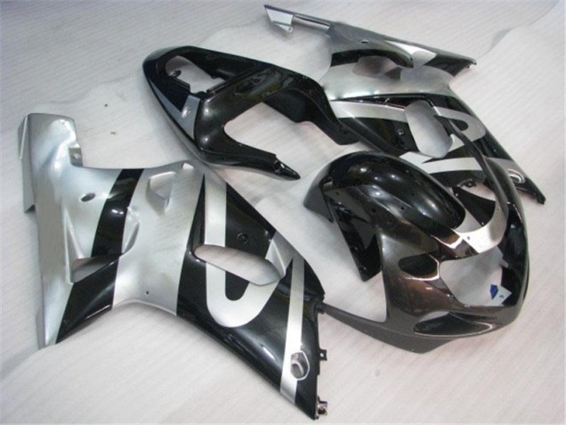 Kit Completo Carenagem Moto GSXR 600 / 750 K1 K2 K3 01-03 - Prata Preto Kit Completo Carenagem Moto GSXR 600 / 750 K1 K2 K3 01-03 - Prata Preto