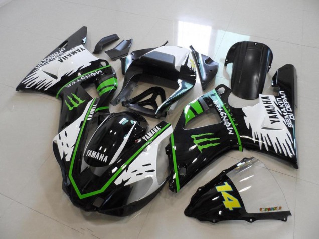 Kits Carenagem Moto R1 00-01 - Preto Branco Verde Monster Kits Carenagem Moto R1 00-01 - Preto Branco Verde Monster