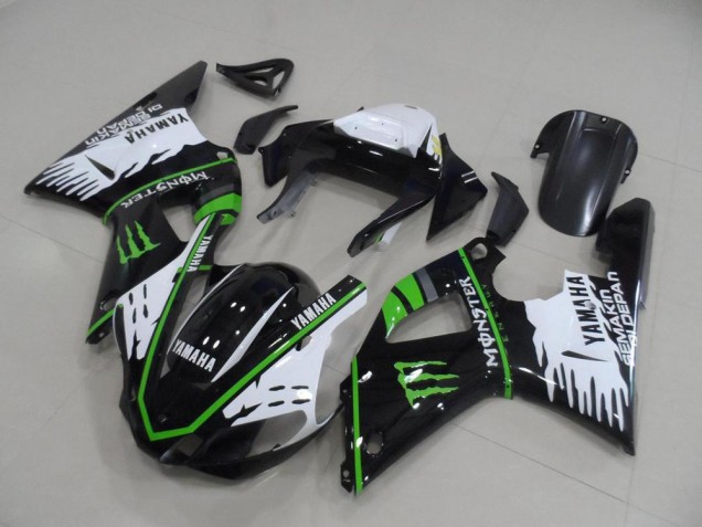 Kits Carenagem Moto R1 00-01 - Preto Branco Verde Monster Kits Carenagem Moto R1 00-01 - Preto Branco Verde Monster