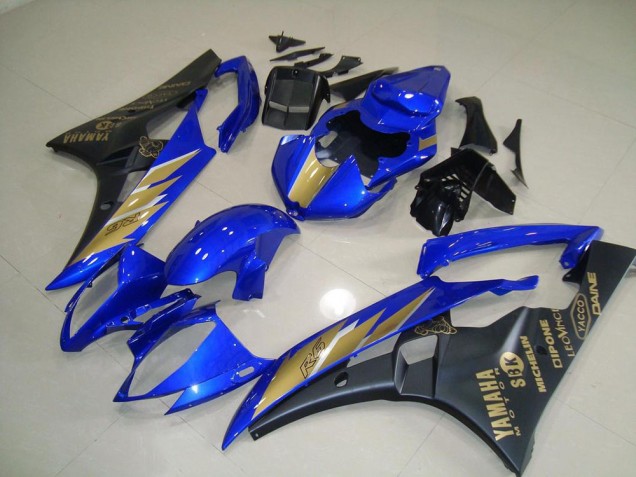 Kits Carenagem Moto R6 06-07 - Preto Azul & Ouro Adesivo