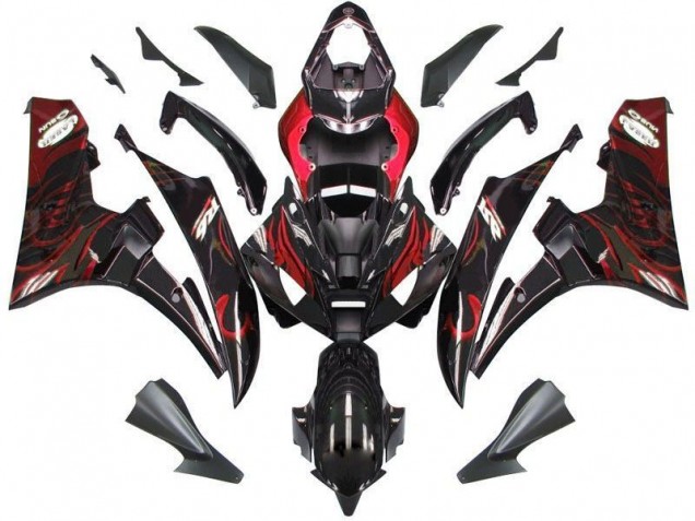 Kits Completo Carenagem Moto R6 06-07 - Preto Vermelho Chama Kits Completo Carenagem Moto R6 06-07 - Preto Vermelho Chama
