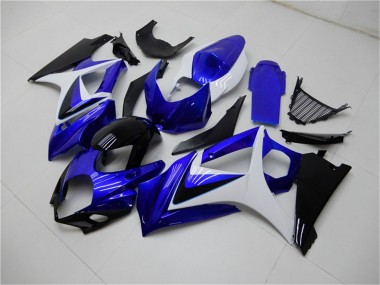 Carenagens Moto Suzuki GSXR 1000 2007-2008 - Branco Azul Preto No Decal