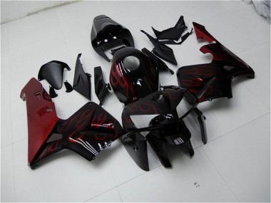 Kits Carenagem Moto Honda CBR600RR 2005-2006 - Preto Brilhante Vermelho Chama