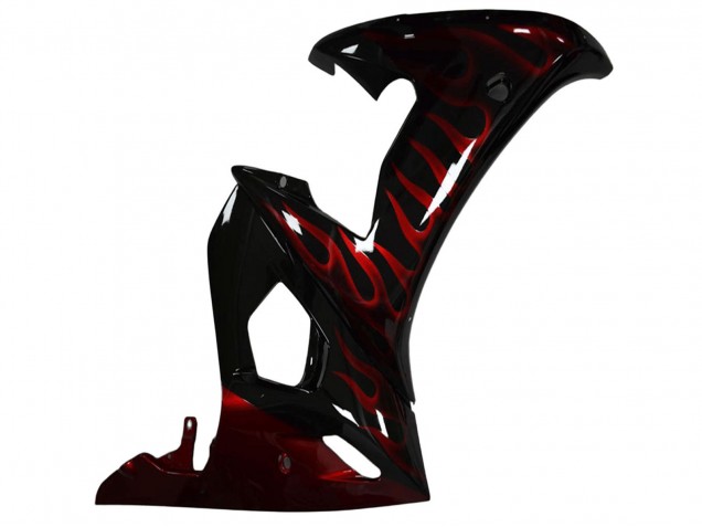 Carenagem Moto Yamaha YZF R6 2003-2004 - Preto Brilhante Vermelho Chama