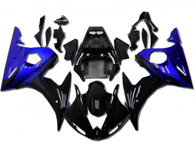 Kits Carenagem Moto Yamaha YZF R6 2003-2004 - Azul Preto Brilhante