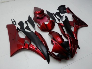 Kits Carenagem Moto Yamaha YZF R6 2006-2007 - Vermelho Preto Fosco