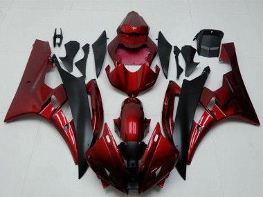 Kits Carenagem Moto Yamaha YZF R6 2006-2007 - Vermelho Preto Fosco