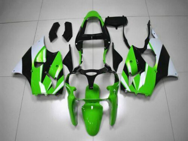 Kits Carenagem Moto Kawasaki ZX6R 2000-2002 - Verde Branco Preto