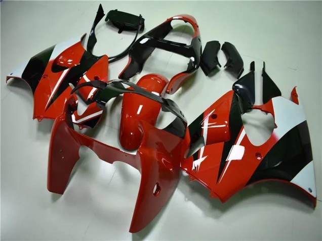 Carenagens Moto Kawasaki ZX6R 2000-2002 - Branco Vermelho Preto Brilhante