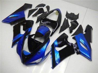 Kits Carenagem Moto Kawasaki ZX6R 2005-2006 - Azul Preto Brilhante