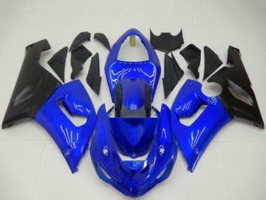 Carenagens Moto Kawasaki ZX6R 2005-2006 - Azul Preto Fosco