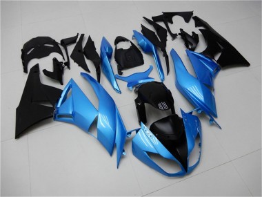 Carenagens Moto Kawasaki ZX6R 2009-2012 - Azul Claro Preto Brilhante