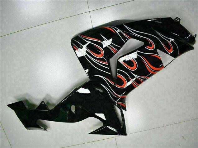 Kits Carenagem Moto Kawasaki ZX10R 2006-2007 - Preto Brilhante Vermelho Chama