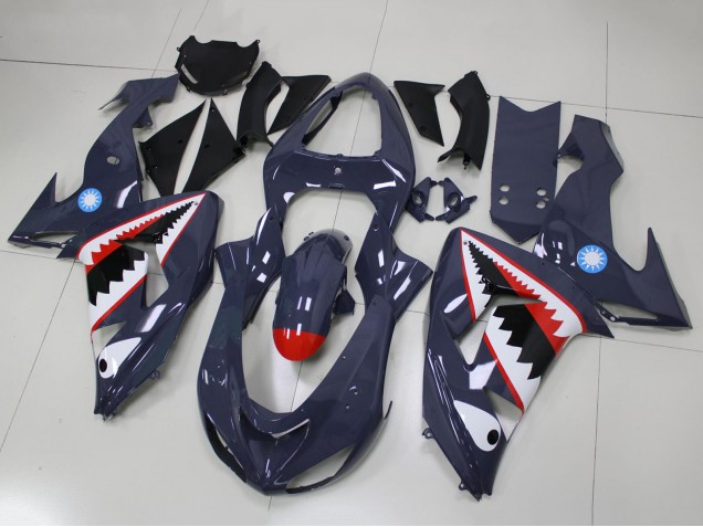 Carenagens Moto Kawasaki ZX10R 2006-2007 - Cinzento Branco Vermelho Tubarão