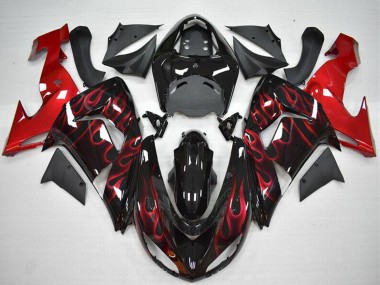 Carenagem Moto Kawasaki ZX10R 2006-2007 - Preto Brilhante Vermelho Chama