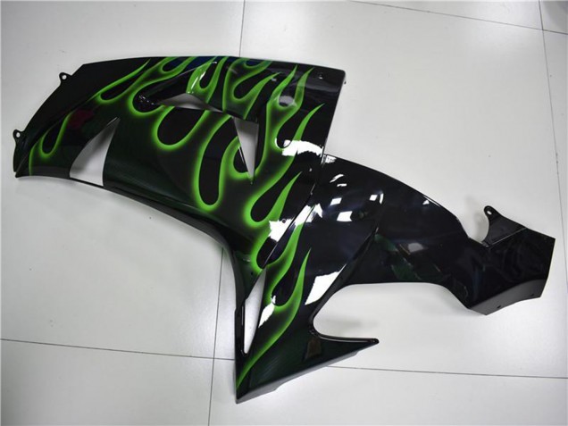 Carenagens Moto Kawasaki ZX10R 2006-2007 - Preto Brilhante Verde Chama