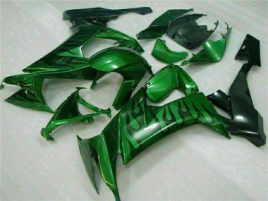 Carenagens Moto Kawasaki ZX10R 2008-2010 - Preto Brilhante Verde Chama