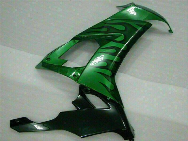 Carenagens Moto Kawasaki ZX10R 2008-2010 - Preto Brilhante Verde Chama