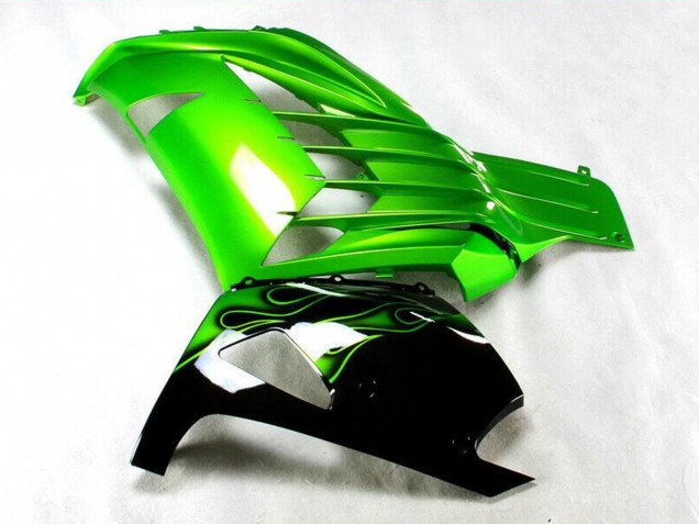Carenagem Moto Kawasaki ZX14R ZZR1400 2012-2024 - Verde Preto Brilhante