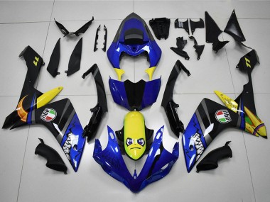 Carenagens Moto Yamaha YZF R1 2007-2008 - Azul Amarelo Preto Tubarão