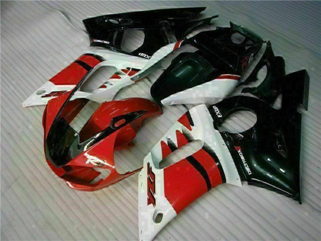 Carenagem Moto Yamaha YZF R6 1998-2002 - Branco Vermelho Preto Brilhante