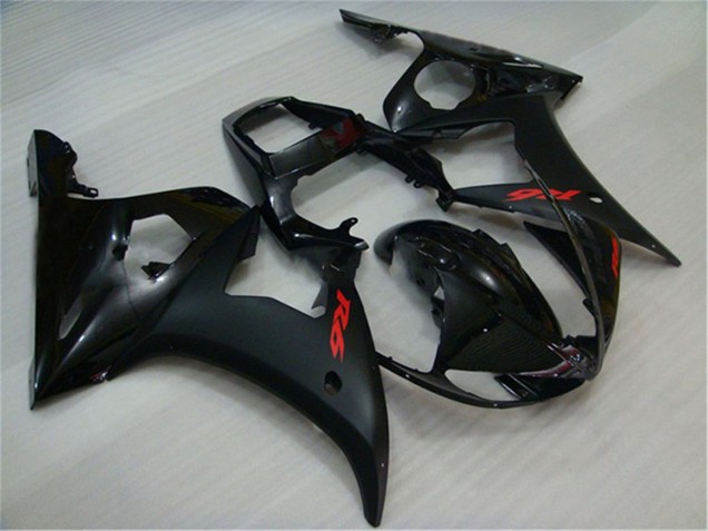 Carenagens Moto Yamaha YZF R6 2003-2004 - Preto Brilhante Preto Fosco Vermelho Decalques