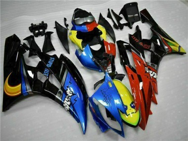 Carenagens Moto Yamaha YZF R6 2006-2007 - Amarelo Azul Vermelho Preto Brilhante Tubarão