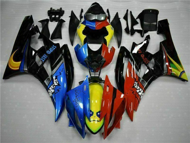 Carenagens Moto Yamaha YZF R6 2006-2007 - Amarelo Azul Vermelho Preto Brilhante Tubarão