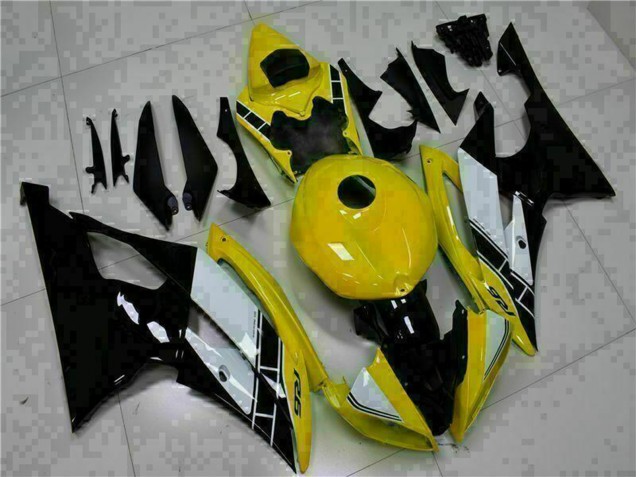Carenagens Moto Yamaha YZF R6 2008-2016 - Amarelo Branco Preto Brilhante