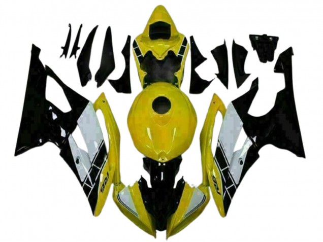 Carenagens Moto Yamaha YZF R6 2008-2016 - Amarelo Branco Preto Brilhante