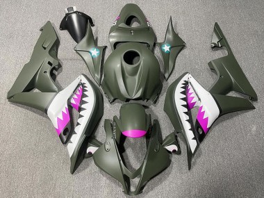 Carenagens Moto Honda CBR600RR 2007-2008 - Verde Exército Branco Rosa Tubarão