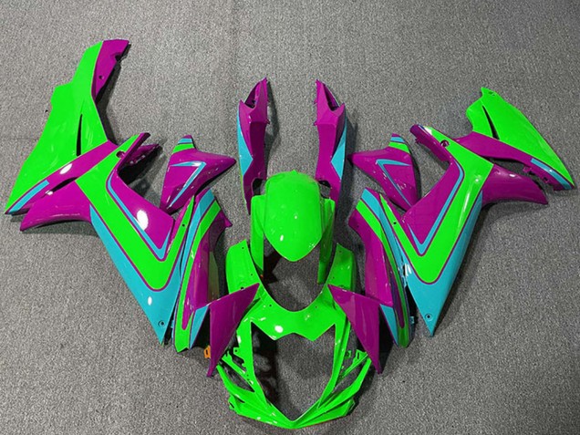 Carenagens Moto Suzuki GSXR 600 / GSXR 750 2011-2024 - Verde Magenta Azul Claro