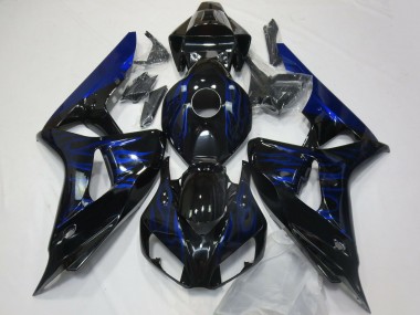 Carenagens Moto Honda CBR1000RR 2006-2007 - Preto Brilhante Azul Chama