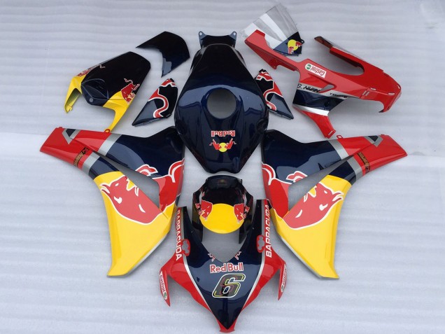 Carenagens Moto Honda CBR1000RR 2008-2011 - Azul Escuro Amarelo Red Bull