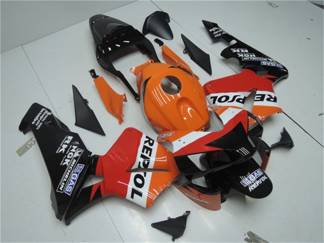 Kits Carenagem Moto Honda CBR600RR 2003-2004 - Laranja Branco Vermelho Preto Brilhante Repsol