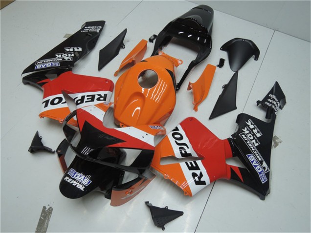 Kits Carenagem Moto Honda CBR600RR 2003-2004 - Laranja Branco Vermelho Preto Brilhante Repsol