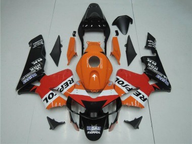 Kits Carenagem Moto Honda CBR600RR 2003-2004 - Laranja Branco Vermelho Preto Brilhante Repsol