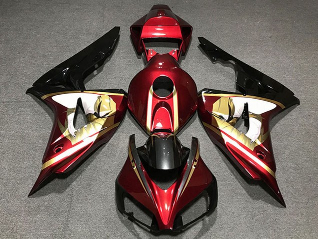 Carenagens Moto Honda CBR1000RR 2006-2007 - Vermelho Branco Ouro Preto Brilhante