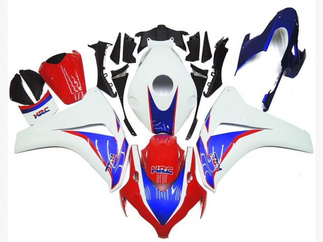 Kits Carenagem Moto Honda CBR1000RR 2008-2011 - Branco Azul Vermelho HRC