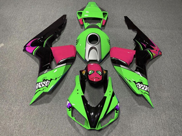 Carenagens Moto Honda CBR1000RR 2006-2007 - Verde Prata Rosa Preto Brilhante Tubarão