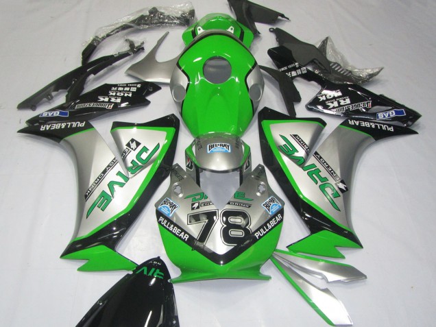 Carenagens Moto Honda CBR1000RR 2012-2016 - Prata Verde Preto Brilhante