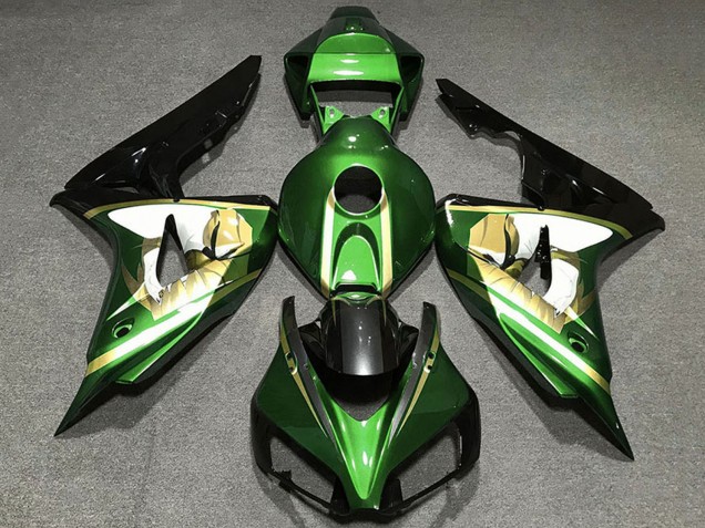 Carenagens Moto Honda CBR1000RR 2006-2007 - Verde Branco Ouro Preto Brilhante